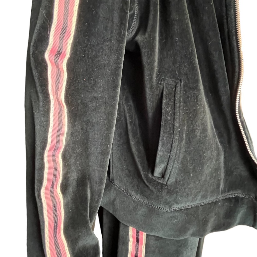 Mountain Lake Casuals Faux Velvet Velour 2 Piece Tracksuit, Black Pink | L - Picture 11 of 15